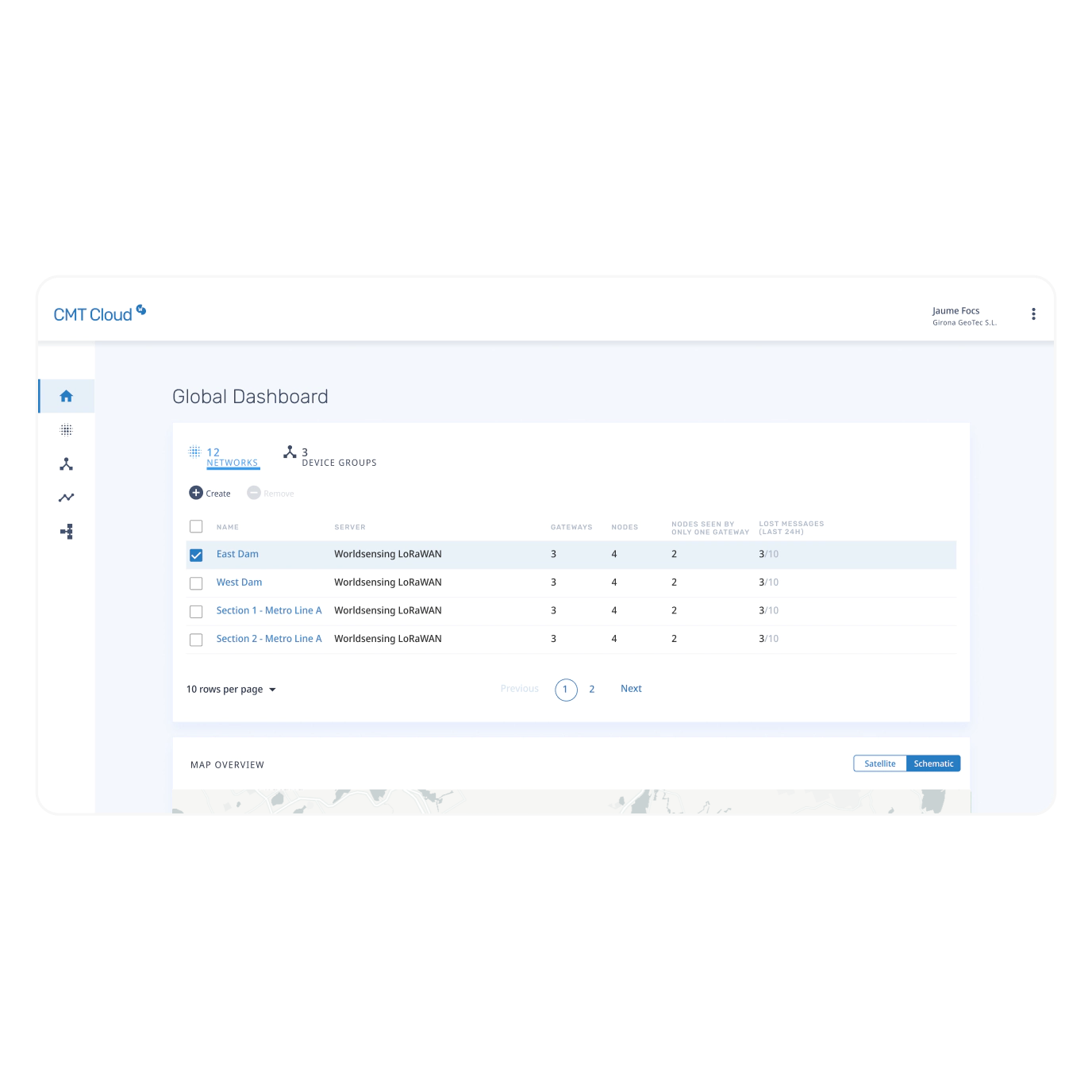 Interface CMT Cloud Worldsensing